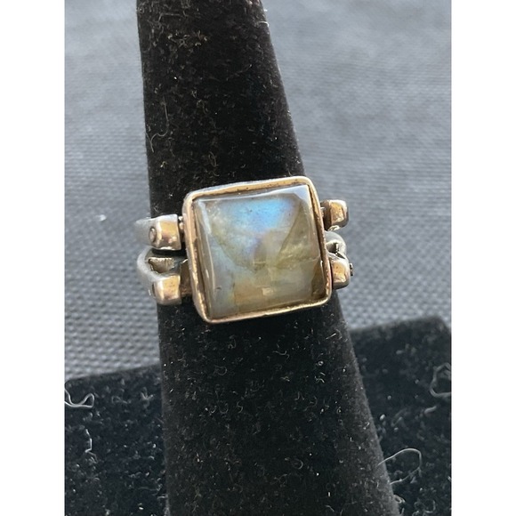 Estate Jewelry - Vintage 925 Sterling Silver Reversible Square Gemstone Ring Size 6 Estate Jewelr